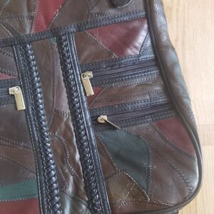 Vintage 90s Leather Bag Patchwork Medium Pockets